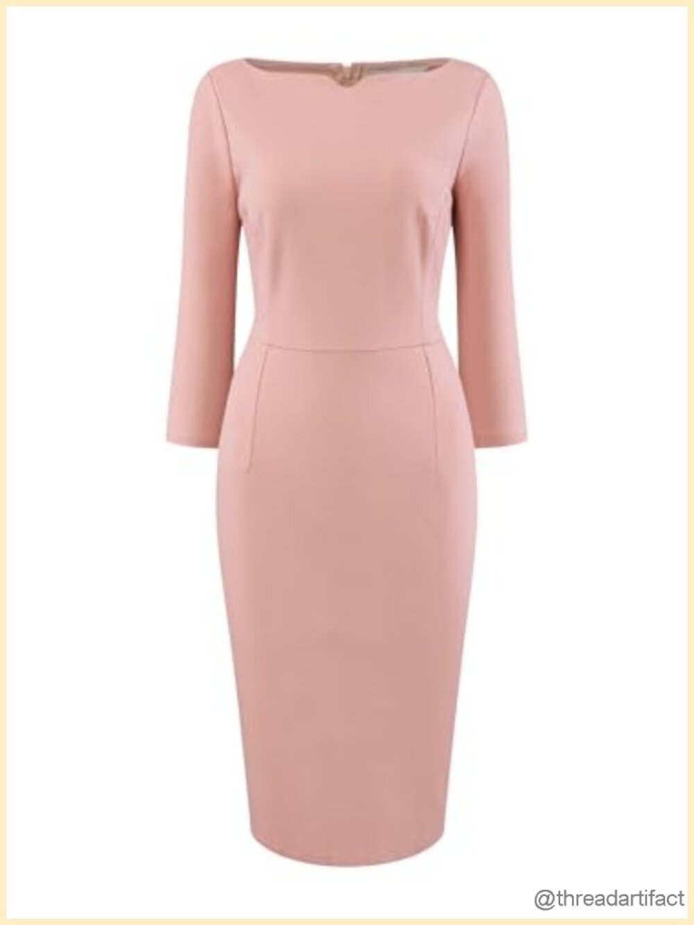 3/4 Sleeve Pencil Dress Boat Neck Midi Sheath Dress Wear to Work